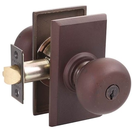 Emtek Winchester Knob 2-3/8in Backset Passage, Style # 3 Rose for 1-3/8in to 2in Door Medium Bronze 7104WCMB
